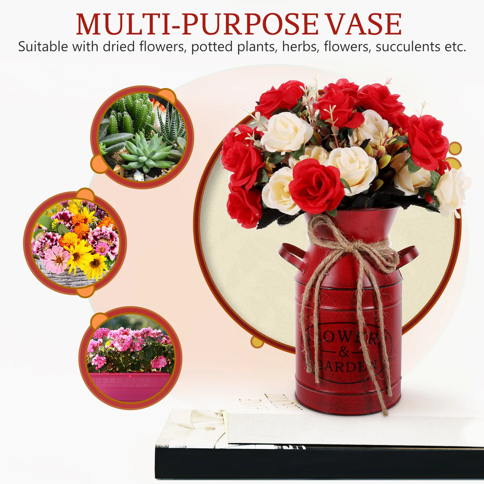 

Vintage Milk Jug Iron Flower Pot For Home Office Garden Wedding Centerpiece Dried Flower Holder Rustic Metal Planter