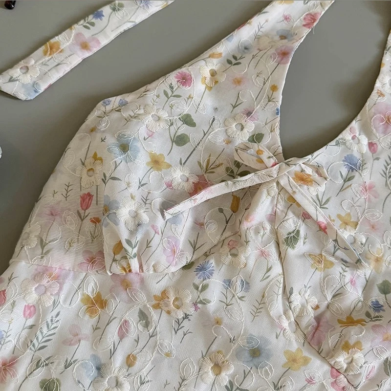 Chique halter camisas para mulheres costura floral impressão sem mangas colheita topos versátil elegante férias praia corda sem costas regata