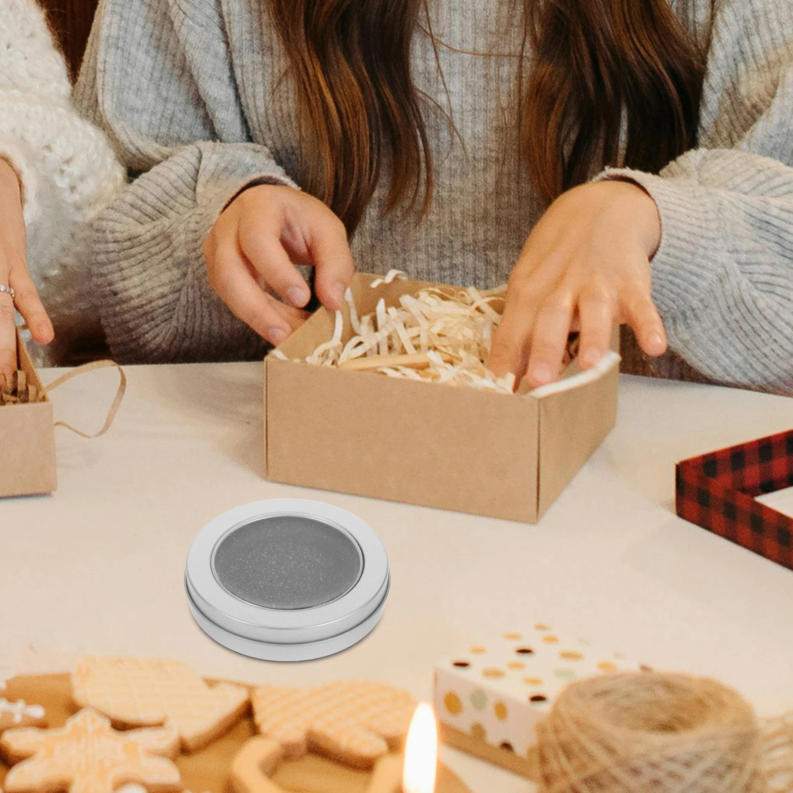 

10pcs Korean Candy Game Metal Box: Round Iron Empty Container Clear Window For Candies Cookies Snacks Portable Small Storage