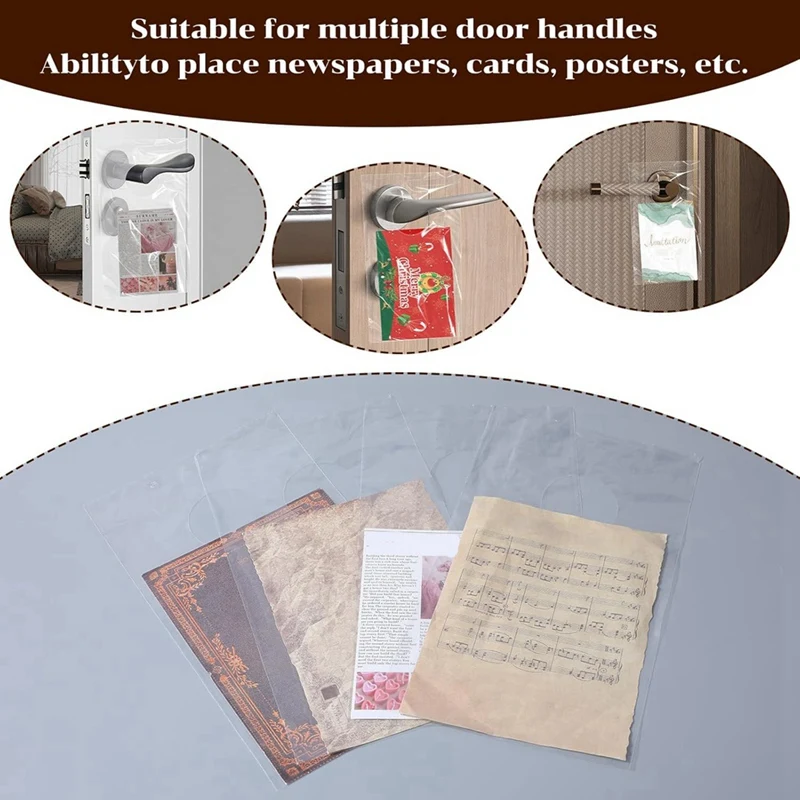 ABNO-500 Pack Door Hanger Bags 6Inch X 12Inch, Clear Door Hanger Bags Protects Flyers, Brochures, Notices, Printed Materials