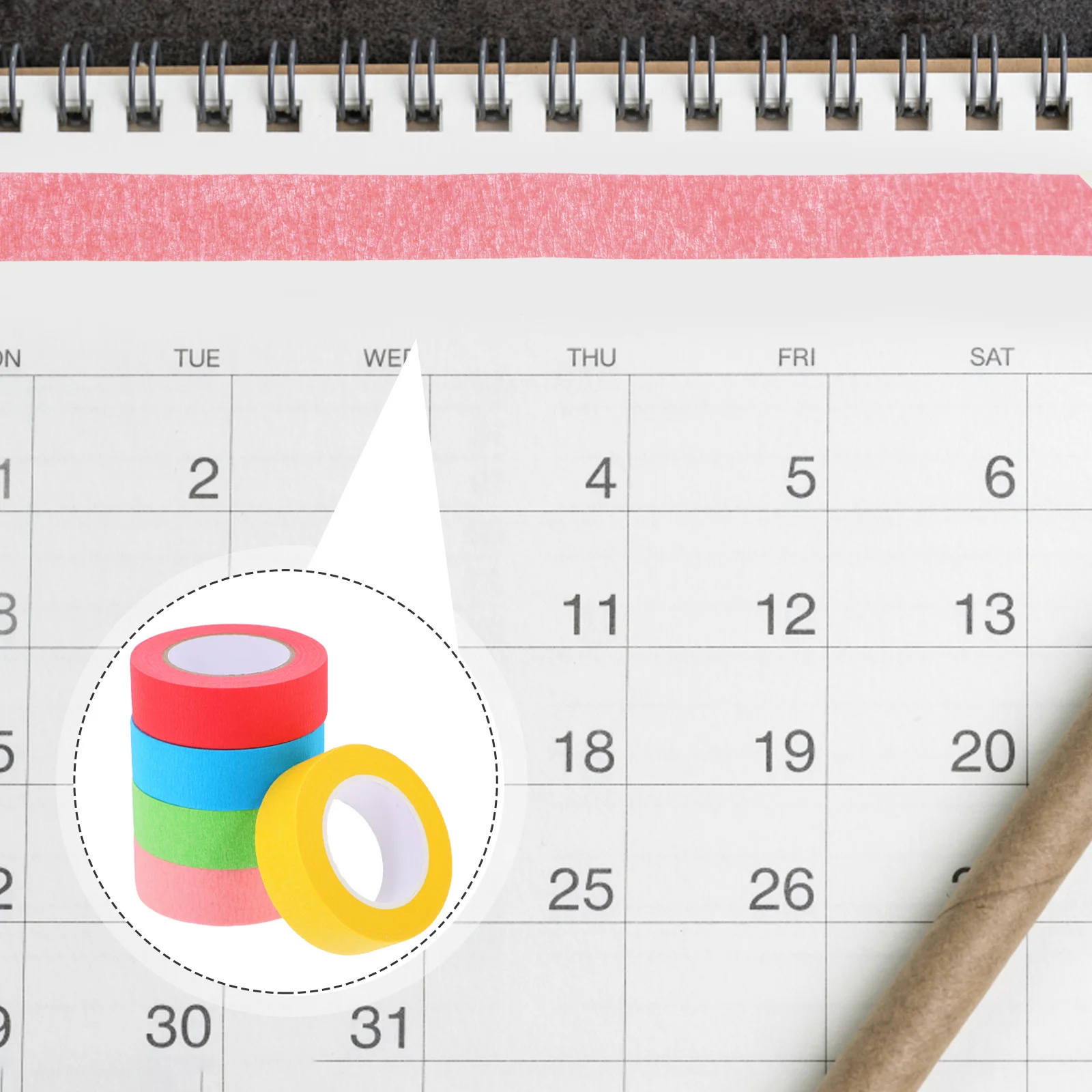 

5pcs 5 Rolls Colorful Masking For Crafts Diy Home Decor Office Organization Washi Tape Art Supplies Decorative Tape Bulk Colored