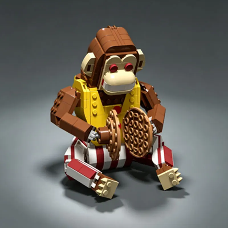MOC 407pcs Small Particle Assembly Building Blocks DIY Creative Animal Music Monkey Desktop Ornament Toy Gift