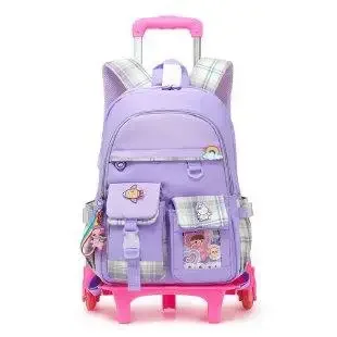 2023 Student School Bag Rolling Backpack Kids Trolley Bag Girl School Backpack Multifunctional Child Waterproof Backpack Wheels