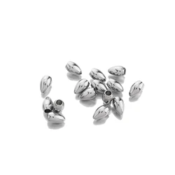 20pcs Stainless Steel End Caps Smooth Oval Loose Beads End Tips For DIY Crafts Earrings Necklace Bracelets Jewelry Making