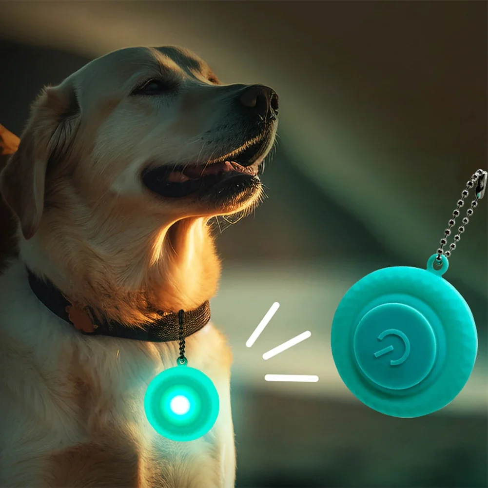 Tire Shaped Pet Anti Loss Collar LED Luminous Silicone Pendant Outdoor Hiking Backpack Bag Lights