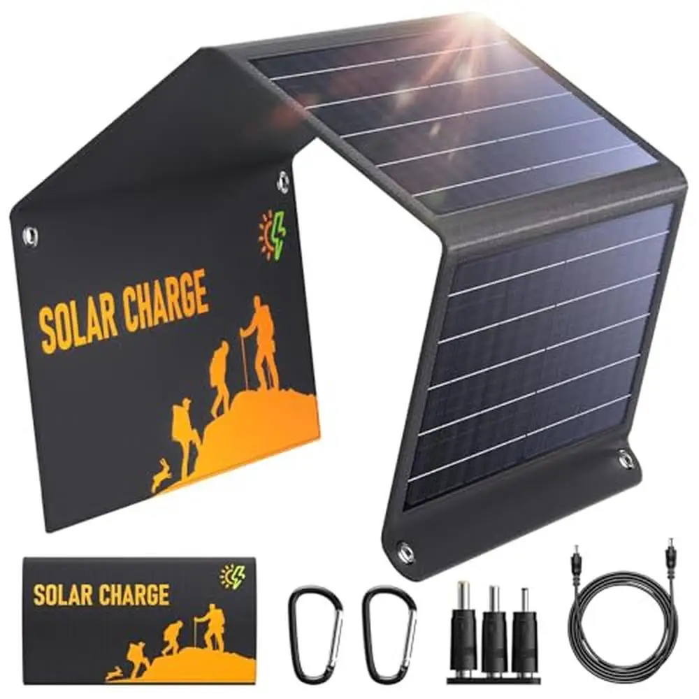 30W Portable Solar Panel Charger 3 USB Ports Type-C Output Large-Capacity Storage Bag IP65 Waterproof Foldable Lightweight Fast