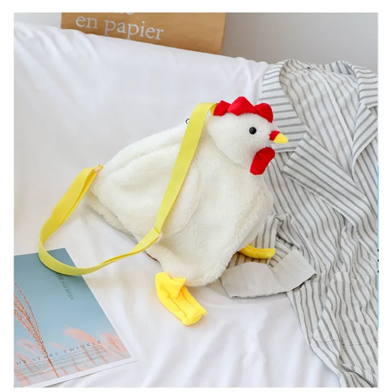 Toddler Newborn Cute Plush Crossbody Purse Cartoon Chicken Shoulder Bag Party Work Travel Satchel For Women Girls Streetwear