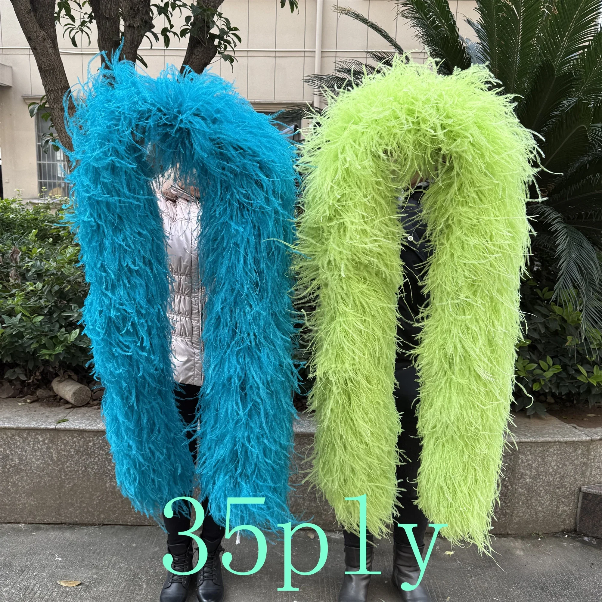 Multicolor Ostrich Feather Boa 2M 8/15/25/30/40 Ply for DIY Ostrich Feather Shawl Scarf Wedding Dress Party Clothing Decoration