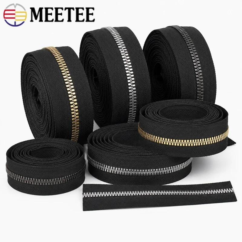 2/5M 3#5#8#10#15# Resin Zipper Tape Continuous Black Coil Zip Roll for Down Jacket Bag Tent Garment Sewing Repair Custom Closure