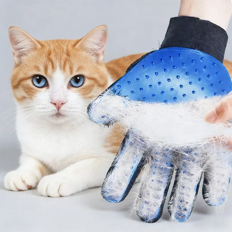 Pet Grooming Glove Gentle Silicone Deshedding Brush Effective Hair Remover Massage Mitt for Cats Dogs view 3