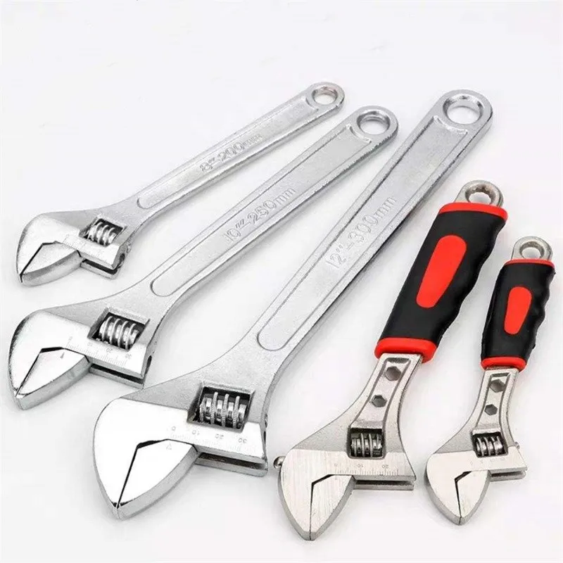 Heavy-Duty Rubber-Coated Adjustable Wrench Auto and Car & Bathroom Repairs Tools Universal Spanner Torque Socket Set Hand Tool