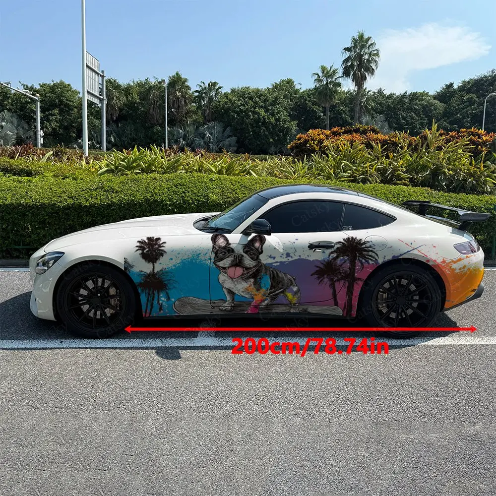 2pcs Color Ink Trendy Pet, Durable, Fade-resistant, Enhance Vehicle Aesthetics With Bold Artistic Design Car Vinyl Wraps