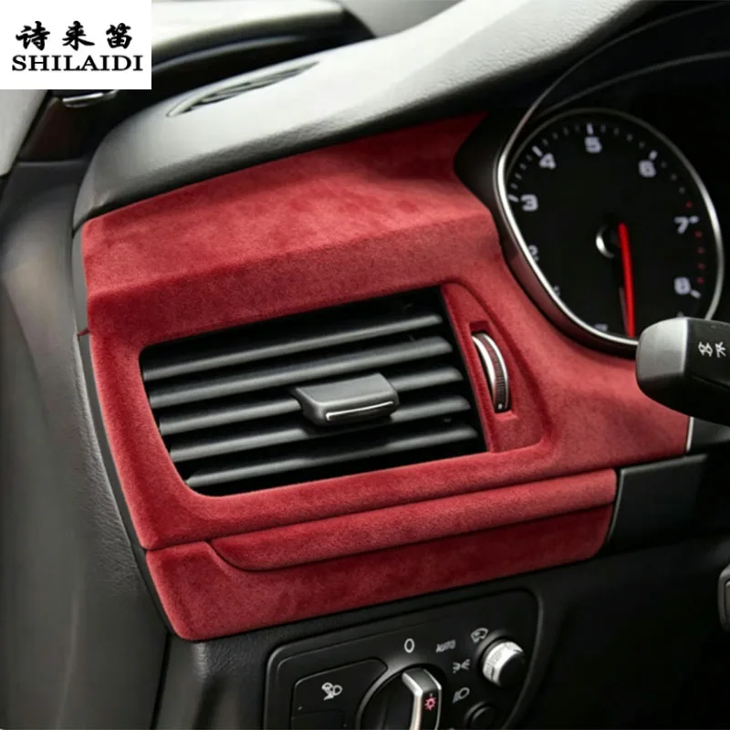 Suede leather For Audi A7 S7 RS7 2009-2018 Car Dashboard Air Outlet Trim AC Vent co-pilot Gear Shift Water cup Armrest Sticker