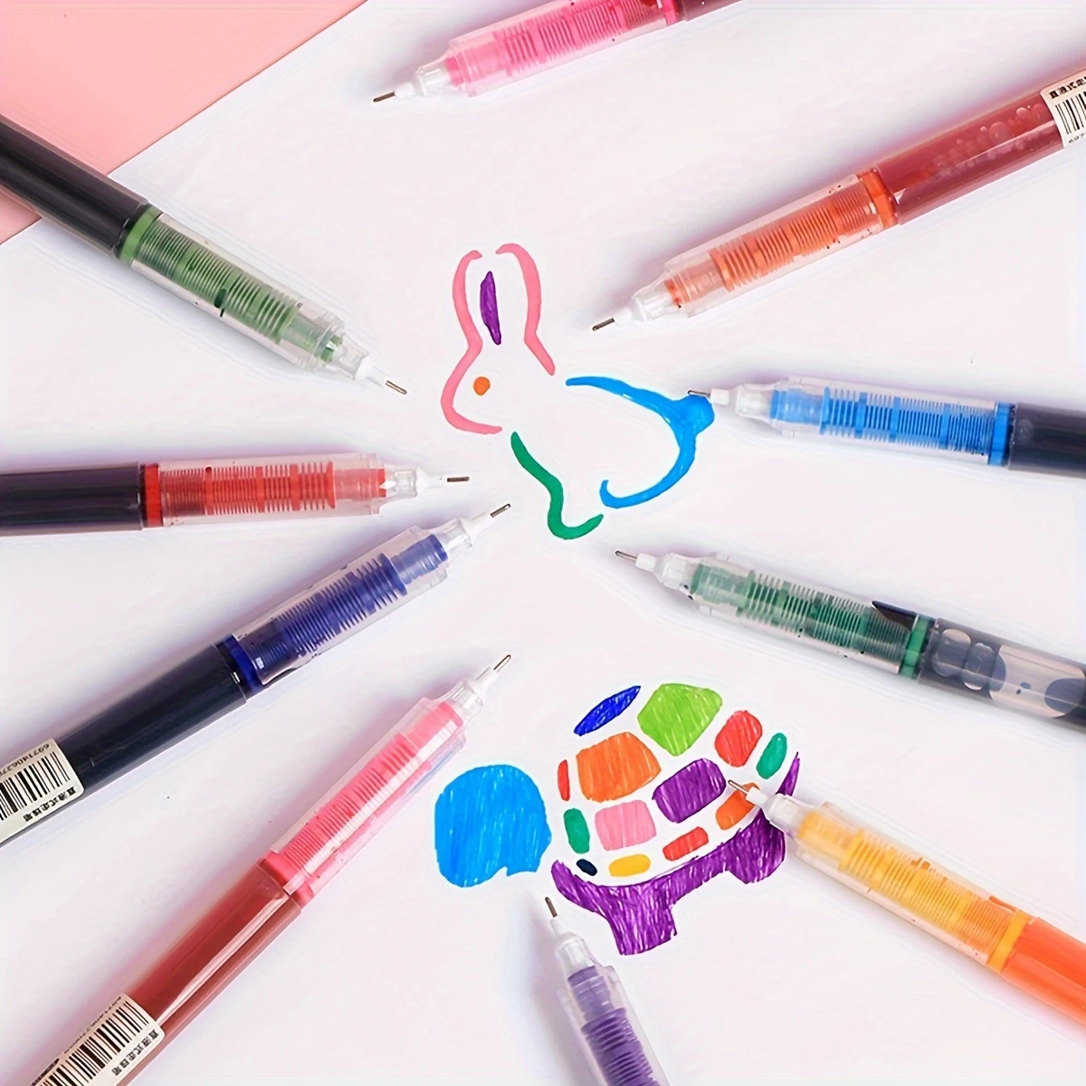 12 Pieces Rolling Ball Pens, Quick-Drying Ink 0.5 mm Extra Fine Point Pens Liquid Gel Ink Pens for Writing Journaling Pens Draw