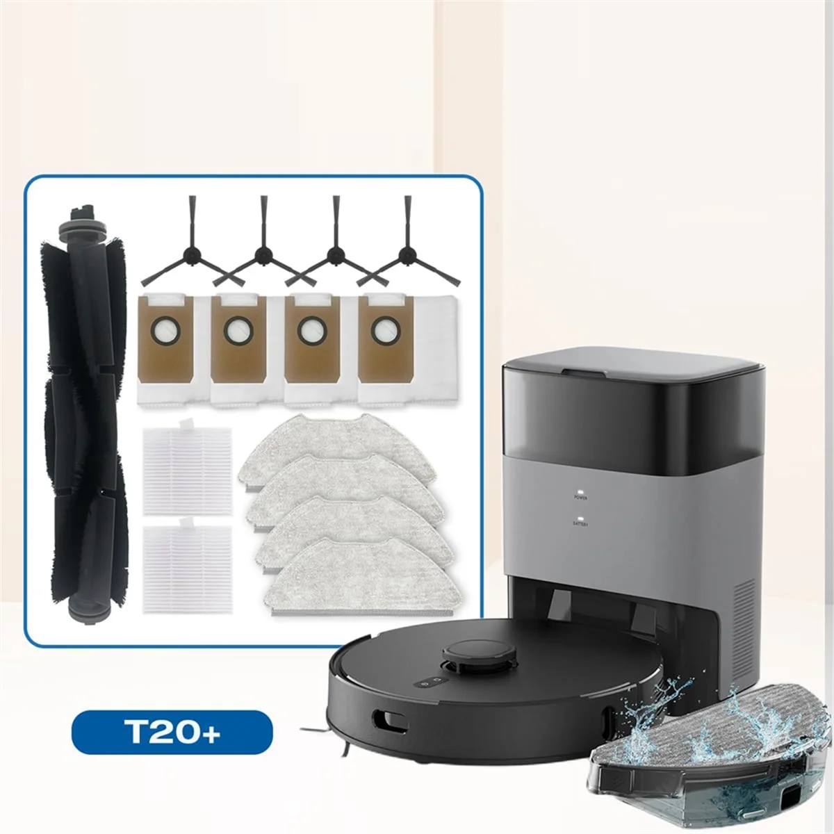 لملحقات T20 فرشاة جانبية رئيسية فلتر Hepa ممسحة قماش روبوت قطع غيار بديلة