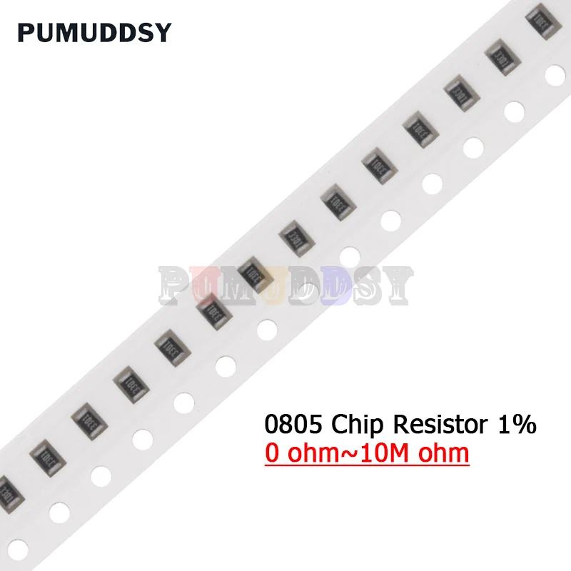 100PCS 0805 1% 1/8W SMD 칩 저항기 0R ~ 10M 0 1R 10R 100R 220R 330R 470R 1K 4.7K 10K 47K 100K 1M 10M 0 1 10 100 330 470 옴