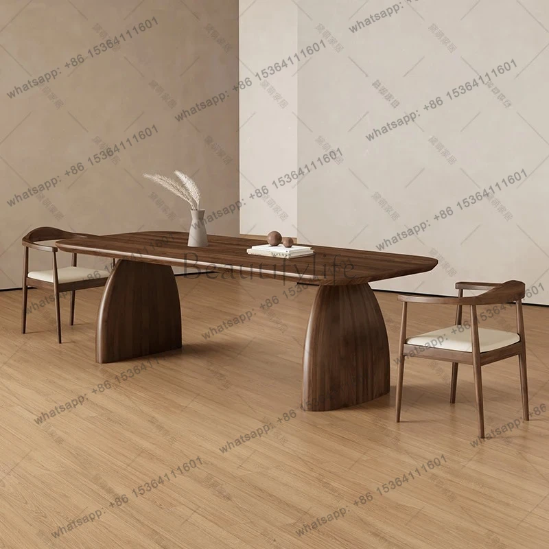Nordic designer all solid wood dining table minimalist style log desk rectangular living room workbench