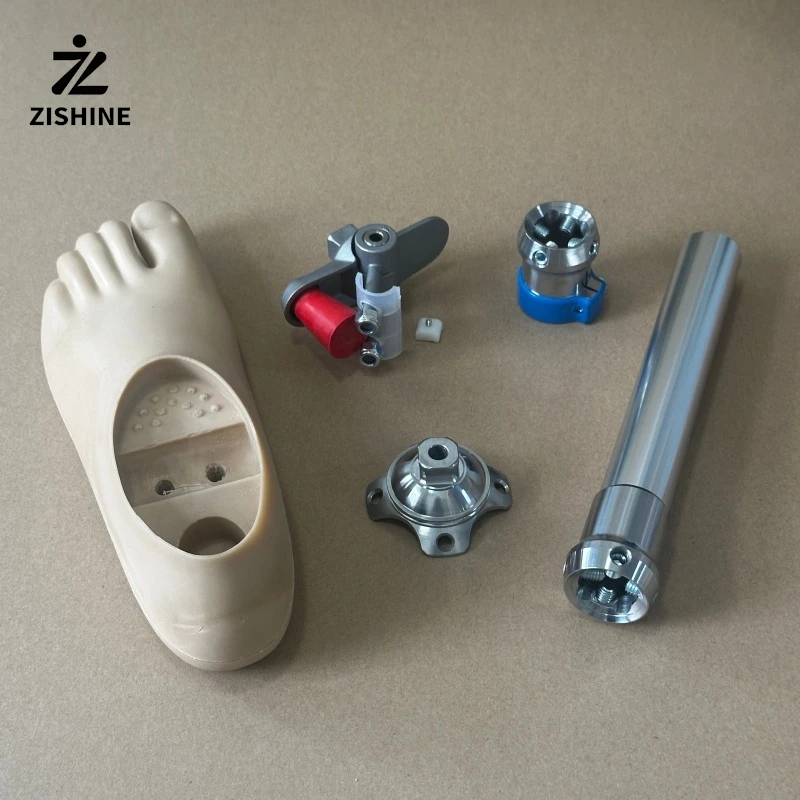 Professional Prosthetic Leg Kit Double Axis Foot with Male Four Jaws & Lock Tube Adaptor Prosthesis Parts for Below Knee Amputee