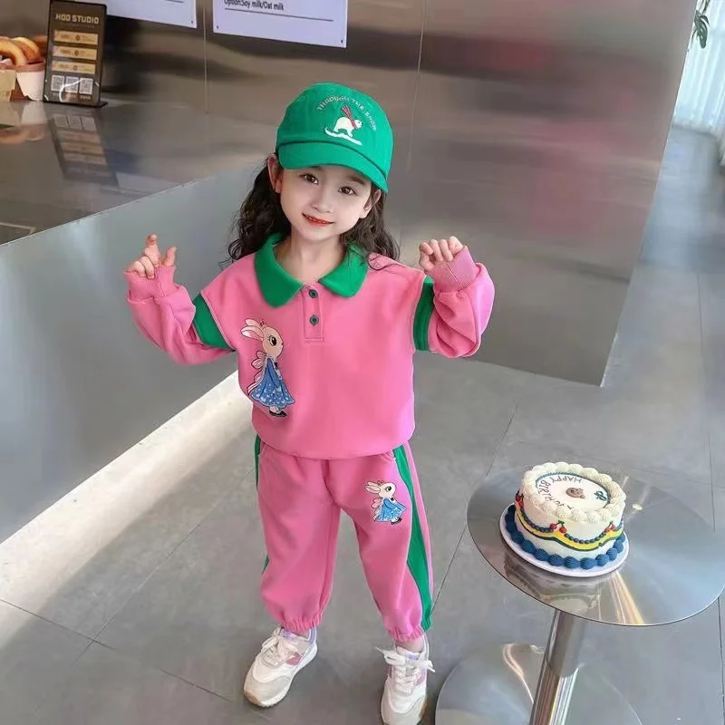 Herbst und Winter Mädchen Polo Langarmhemd Set Baby Duft zweiteilig Set Western Kinder Sport zweiteilig Set 2024 neu