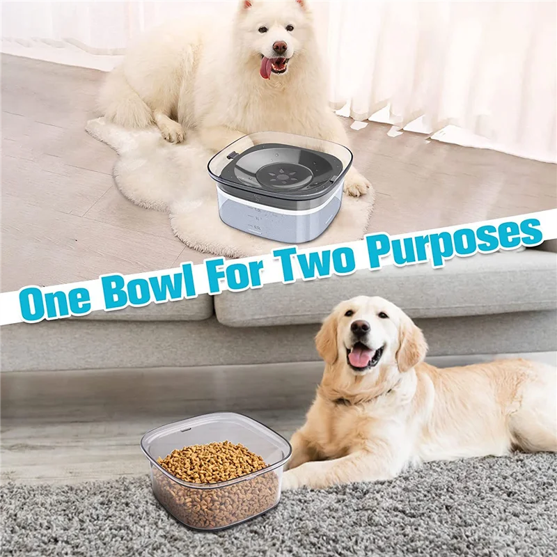 Dog Water Bowl Slow Water Feeder 70Oz No Spill Dog Bowl Pet Water Dispenser 2L Visible Water Level Slow Drinking Bowl