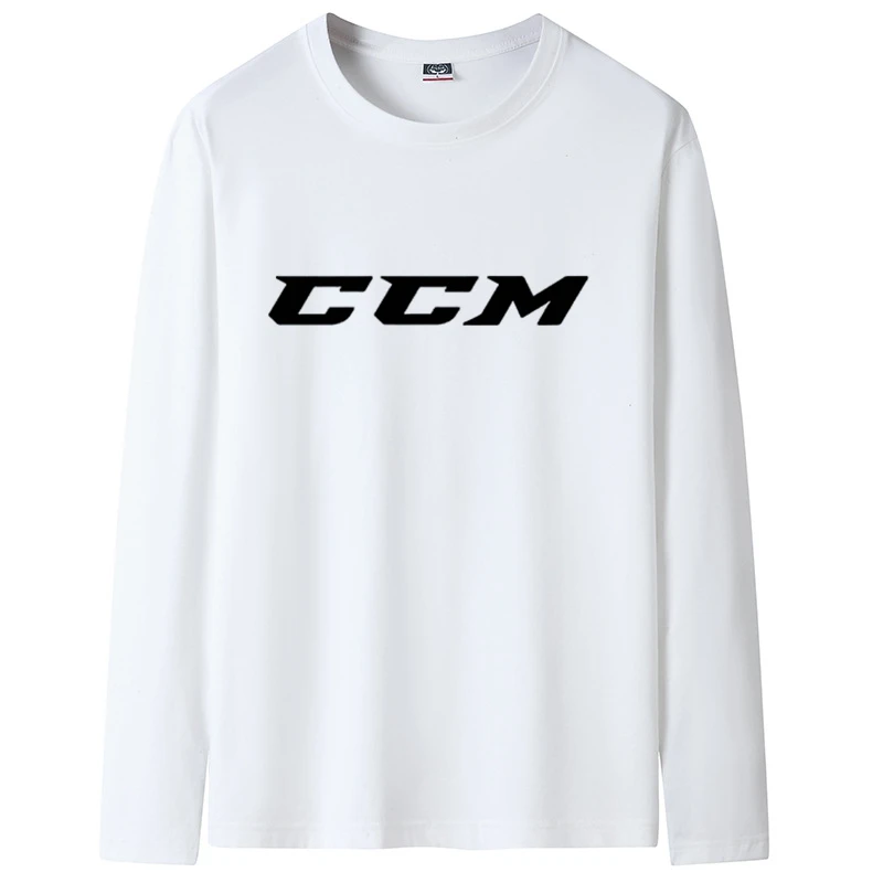 2022 CCM Men\'s autumn long sleeved T-shirt round collar slim cotton shirt solid color T-shirt Free shipping