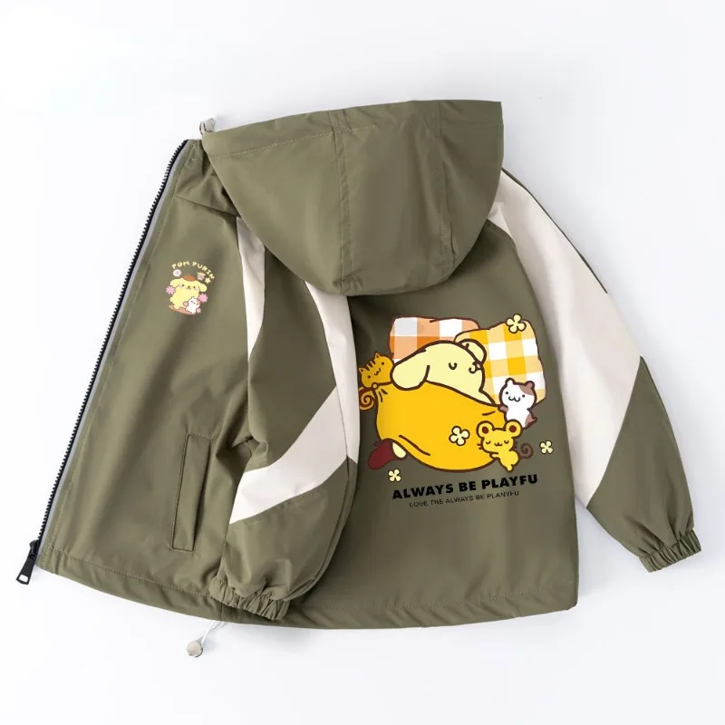 New Sanrio peripheral cute children's autumn clothing Pompom Purin anime cartoon jacket Kawaii creative jacket gift wholesale