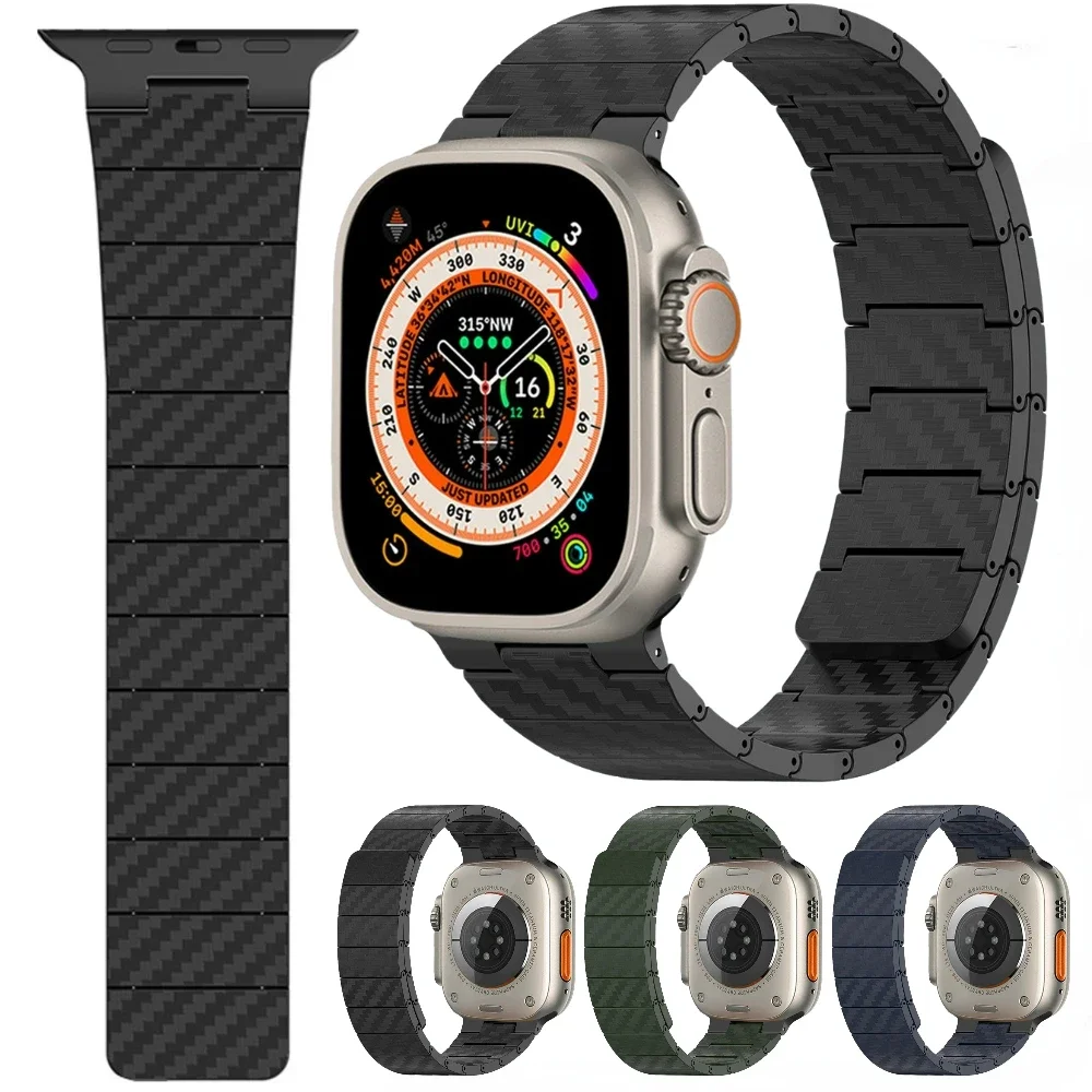 

Carbon fiber Magnetic Strap for Apple Watch Band Ultra 49mm 45mm 41mm 46mm 42mm 44 40mm Bracelet iWatch Series 10 Ultra 9 8 7 SE