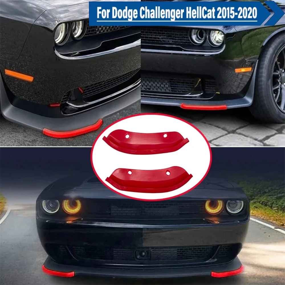 2Pcs Front Bumper Lip Shovel Protector Strip Lower Bumper Spoiler Protector For Dodge Challenger HellCat Widebody 2015-2020