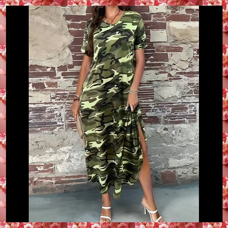 فستان نسائي صيفي كاجوال تي شيرت فضفاض بأكمام قصيرة مع جيب للنساء