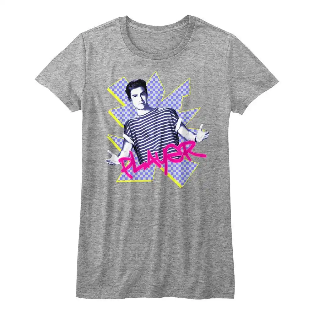 

Saved By The Bell Zack Player Heather Grey Junior T Shirt