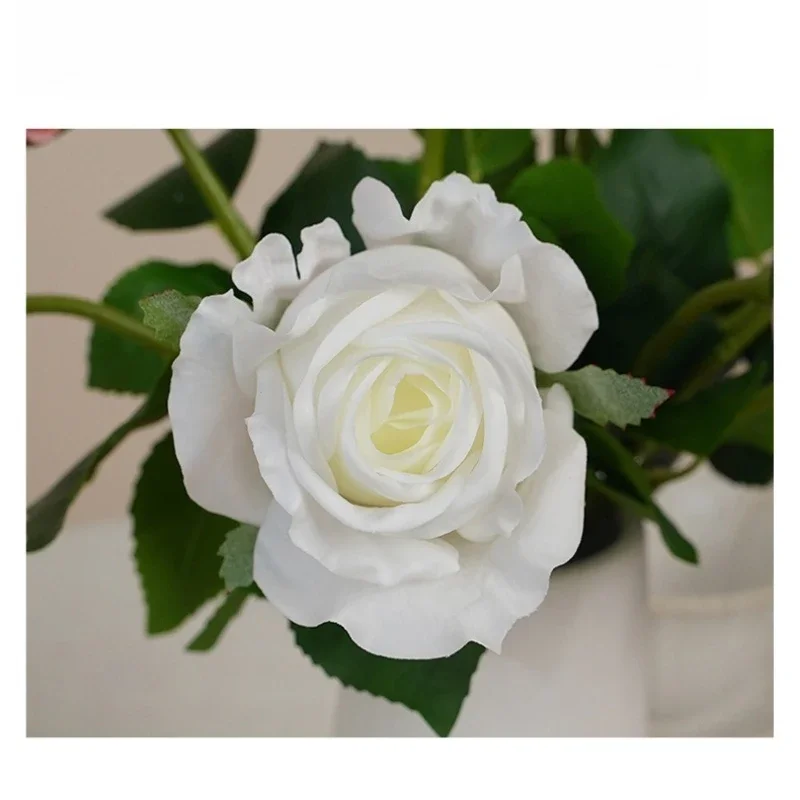 10 Stück Simulierte Rosenzweige Realistische Gelbe Blumen Hotel-Dekoration Künstliche Cremefarbene Rose Gefälschte Blume Tischdekoration – Detail 10