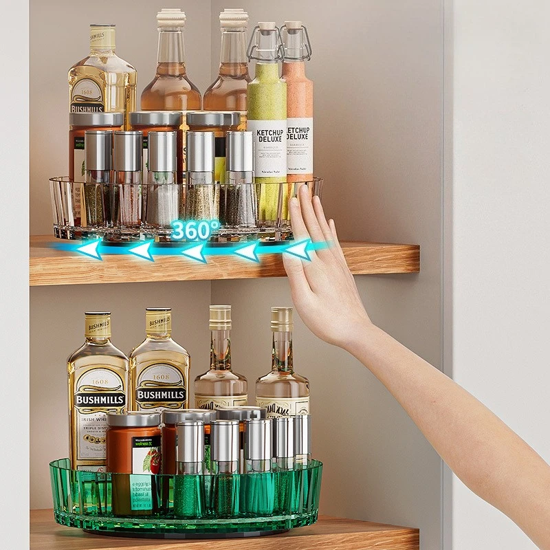 Rotating Circular Tray Countertop, Multi-purpose Storage Tray, Rotating Storage Rack, Kitchen Seasoning Rack, Desktop Storage image 3