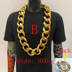 Hip Hop Gold Color Big Acrylic Chunky Chain Necklace For Men Punk Large Plastic Link Chain  Jewelry Wholesale DIY Lady Necklack