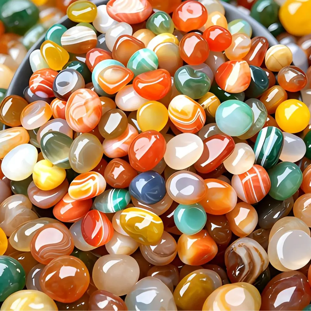 200/400/500g Mixed Color Polished Agate Tumbled Pebbles 1-1.6cm Stone Aquarium Vase Decor Gravel YMY
