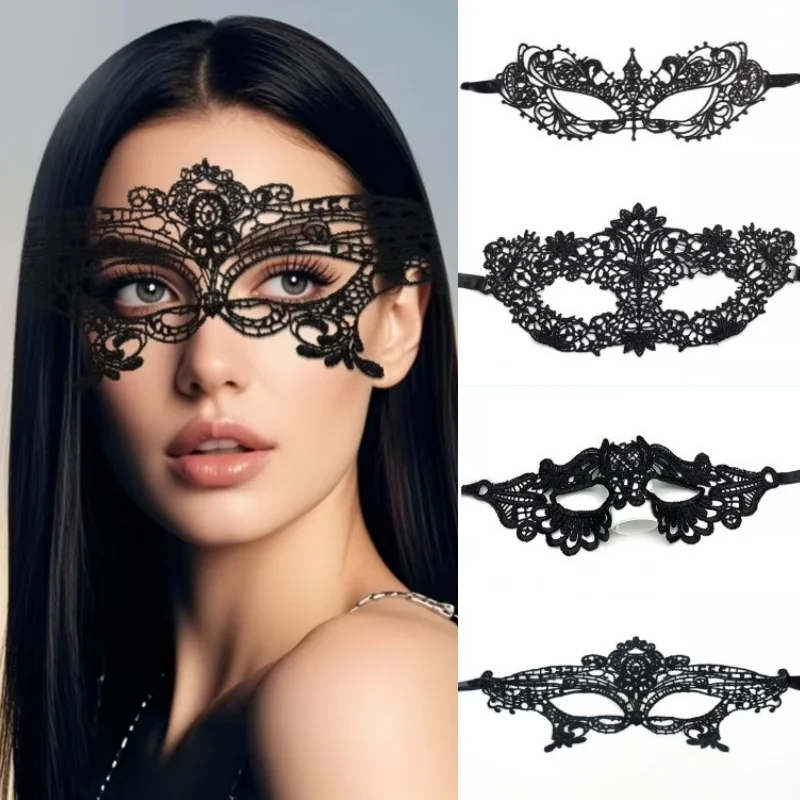 Sexy Frauen Schwarz Spitze Floral Augenmaske Maskerade Prom Gesichtsmaske Prinzessin Königin Party Make-Up Cosplay Nachtclub Spitze Maske Requisiten – Detail 3