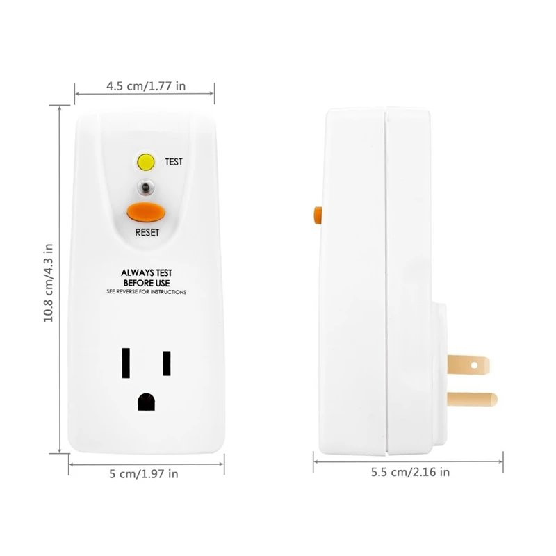 Adattatore GFCI 15 Amp 3 poli con messa a terra, spina GFCI impermeabile, interruttore circuito guasto terra Spina americana