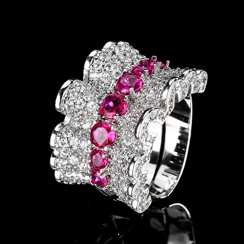 

Luxury Retro 4*4MM Ruby Sapphire Ring for Women Lab Diamond Gemstone Party Fine Jewelry Female Accessories Band Gift Wholesale
