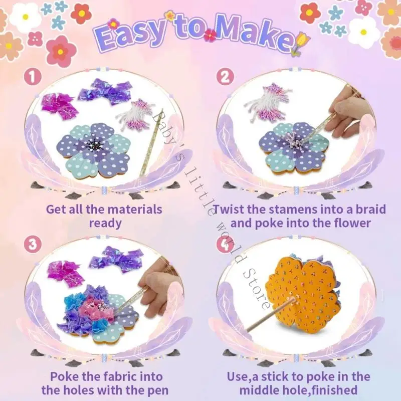 Flor Press Craft Set para crianças Atividade tecelagem Diy Projeto plástico seguro Educational Handmade Toy Creative Gift