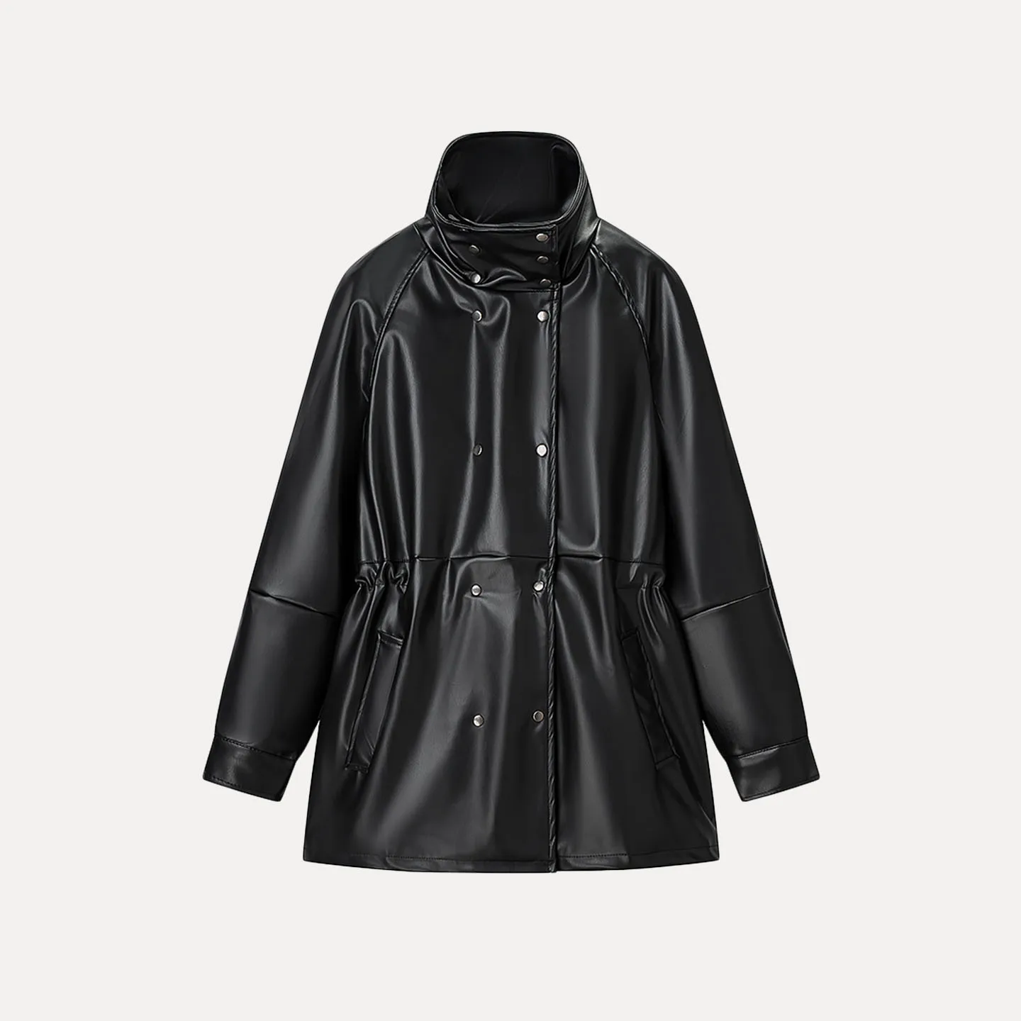 Faionable Bla منتصف طول Jaet 2025 الخريف المرأة الجديدة Sle بسيطة اليومية شخصية مباراة جميع الفصول معطف جلد