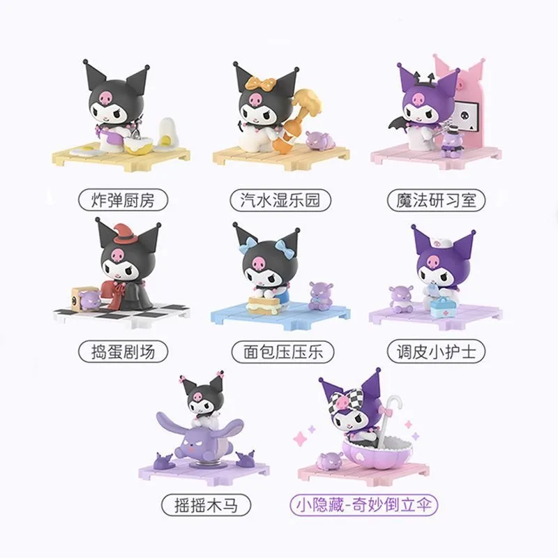 New The Whimsical Mischievous Kuromi Series Sanrio Action Figures Lovely Automotive Ornaments Desktop Doll Collection Model Toy