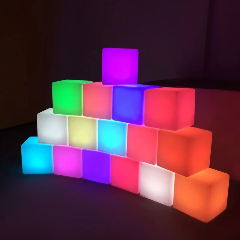 16 Colors LED Cube Night Light USB Rechargeable Desktop Decorative Light Square Ambient Lamp with Controller for Party Camping