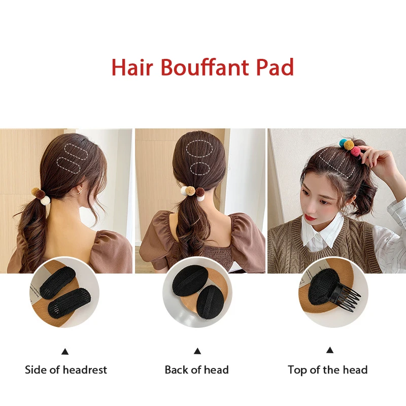 Black Bump It Up Volume Reusable Hair Fluffy Sponge Hair Base Styling Insert Tool Hair Puff Sponge Clip Hair Bun Maker