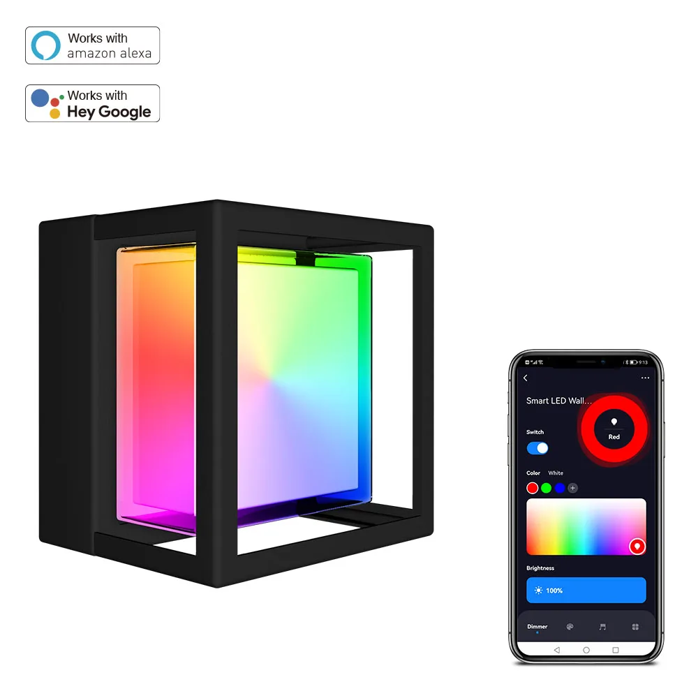 

Smart LED Wall/Ceiling Light - Indoor/Outdoor Use, Voice & App Control, RGBIC Music Sync, 16M Colors, with Dimmer & Timers