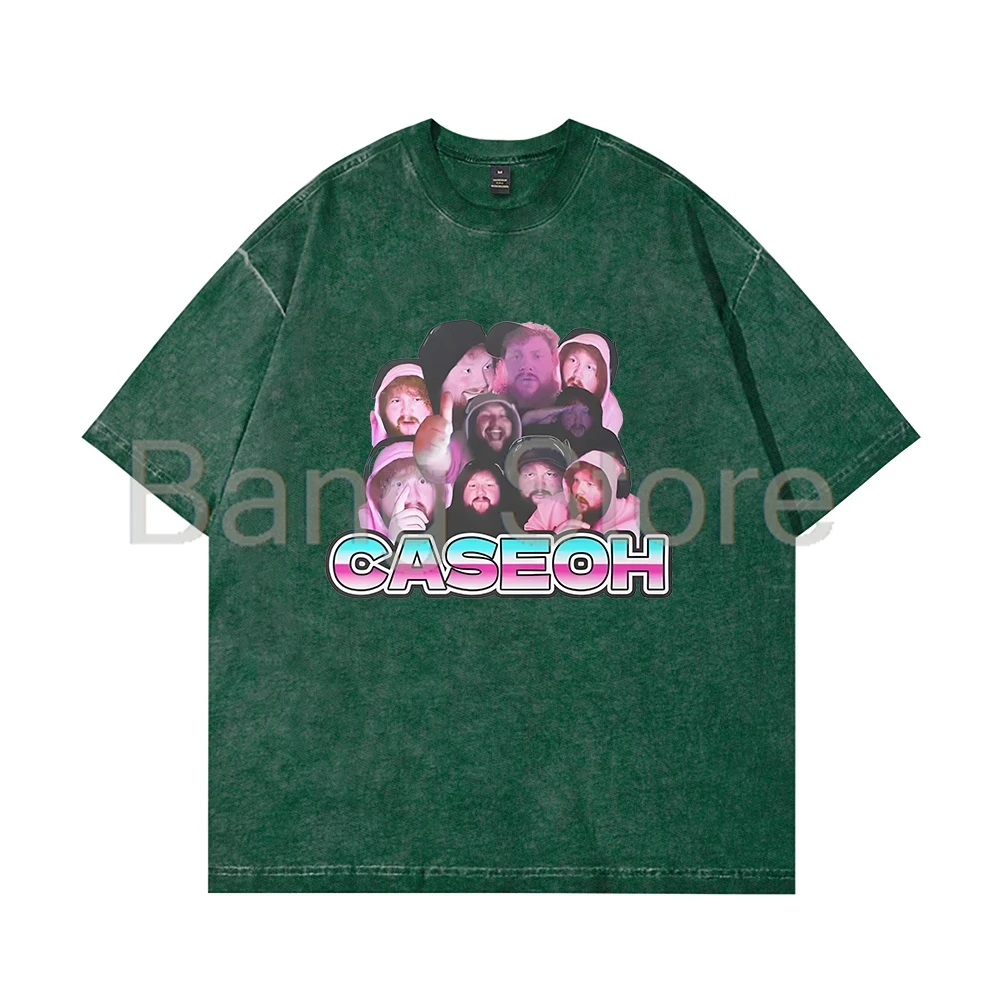 تي شيرت Caseoh Merch مضحك من القطن المغسول للجنسين برقبة دائرية وأكمام قصيرة #6