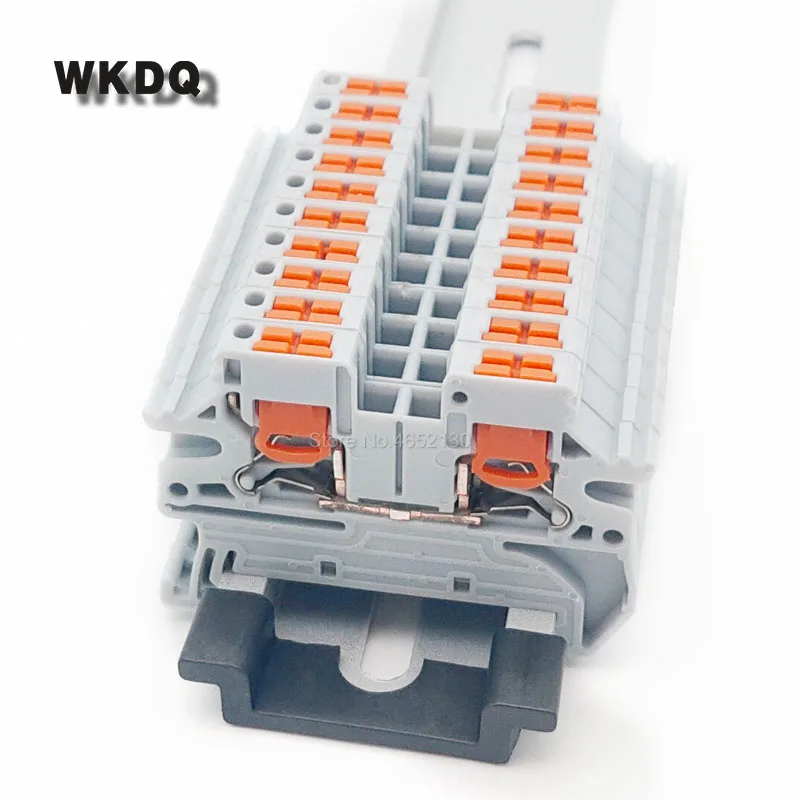 10Pcs PTV2.5 Lateral Conductor Entry Push-in Terminal Block Side Wring 12 AWG Cable Electric DIN Rail Wire Connector PTV 2.5