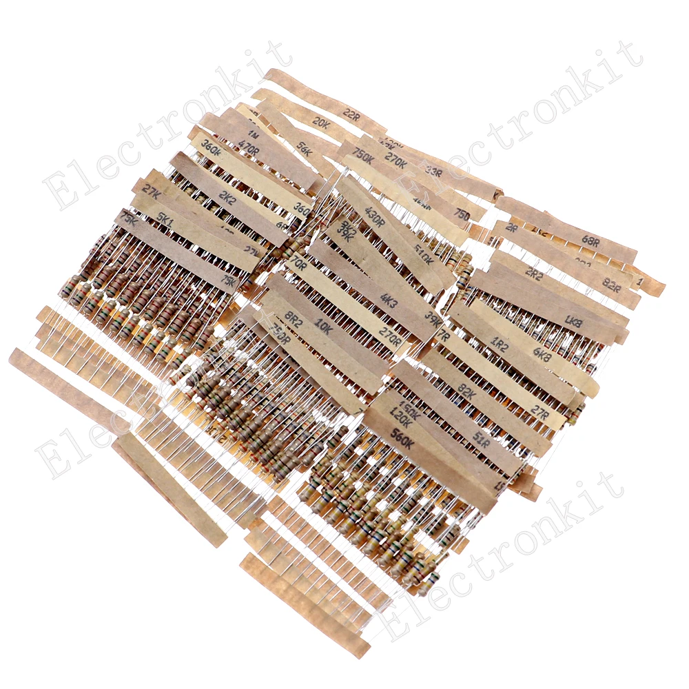 500 stücke 1/2W 0,5 W 5% Carbon Film Resistor 50 Werte 1.2Ω ~ 1MΩ Assorted Kit set mit box