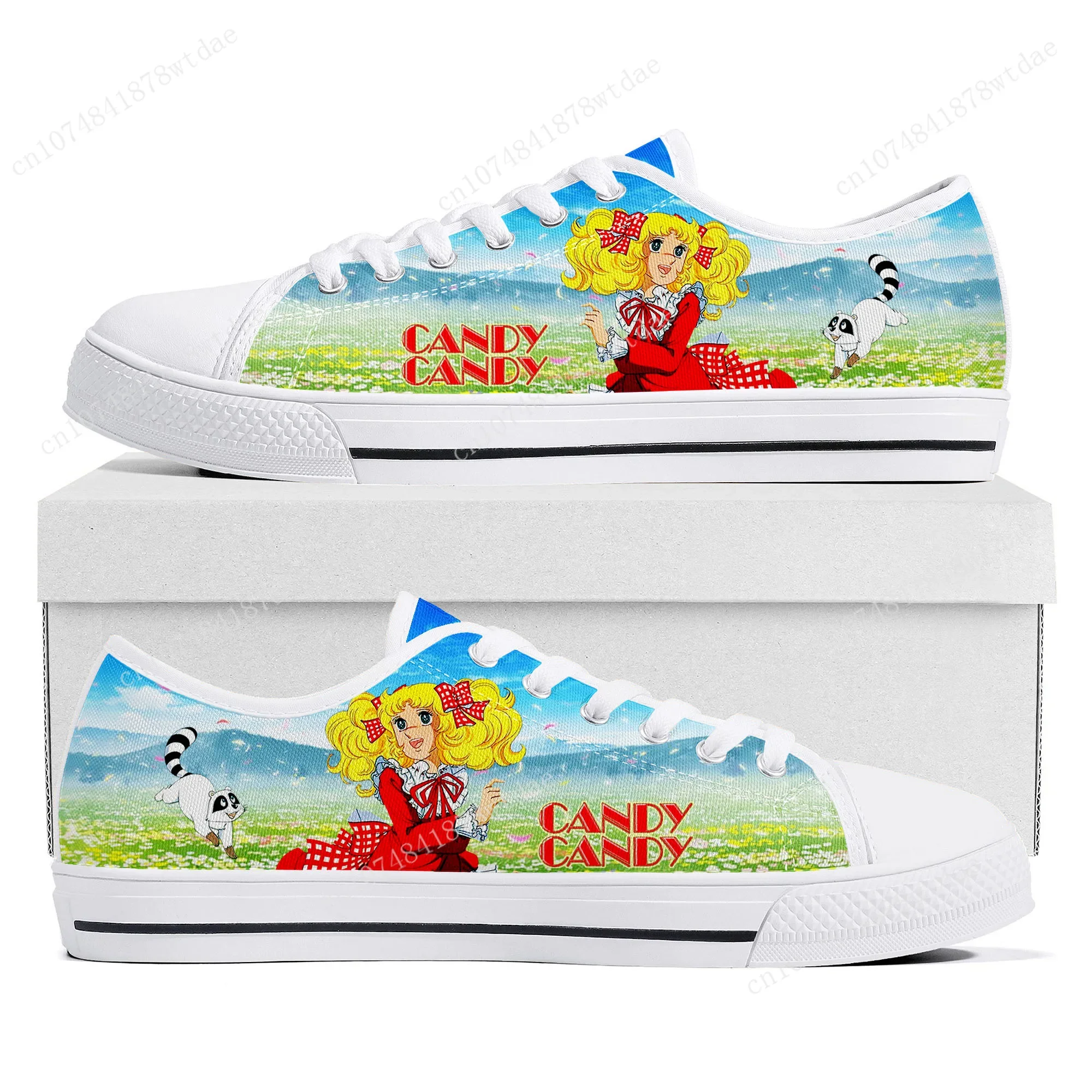 Candy Candy Lage Top Sneakers Womens Heren Tiener Hoge Kwaliteit Canvas Sneaker Paar Klassieke Strips Manga Op Maat Gemaakte Schoenen