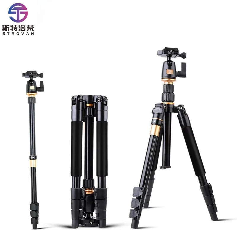 

-Q555 Height 55 Inch Photographic Stand Mini Aluminum Folded Tripod Mount Digital and Phone Stand Portable Tripod