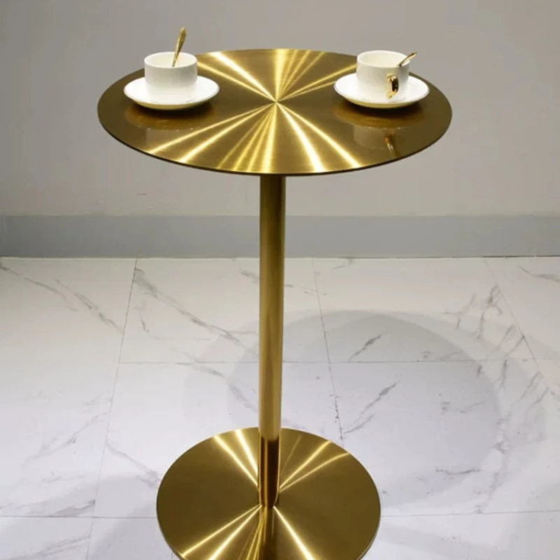 Luxury Round Gold Stainless Steel Side Table Modern Metal End Table Coffee Shop Dining Table Commercial Accent Tavern Furniture