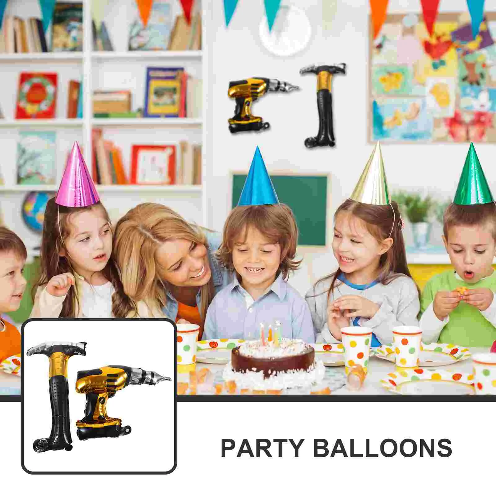 4 Pcs Tool Aluminum Film Balloon Party Balloons Boys Birthday Decor Construction Theme Supplies Hammer Foil Decoration Festival